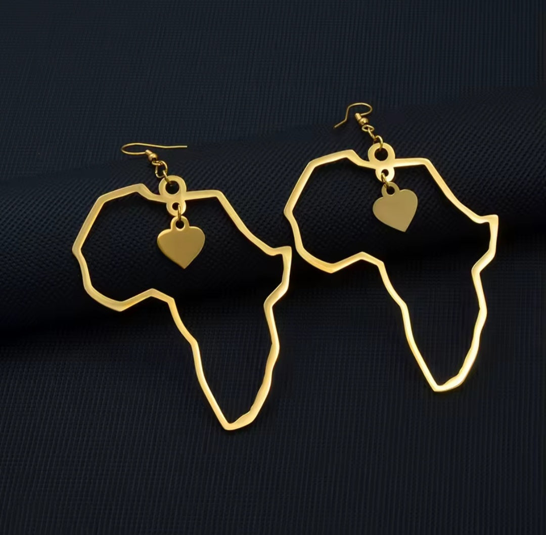 Love Africa Dangle Earrings - Gold