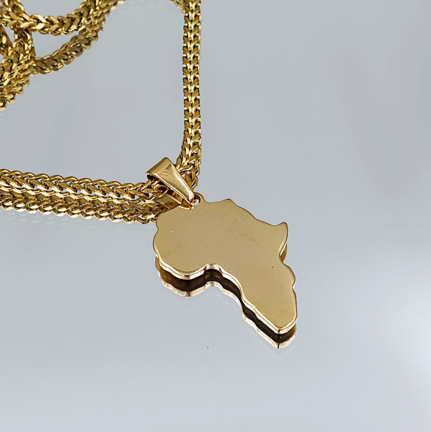 Unisex Gold Africa Pendant Necklace