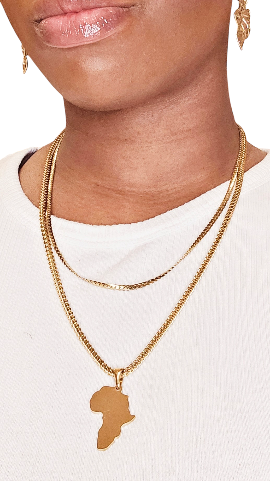 Unisex Gold Africa Pendant Necklace