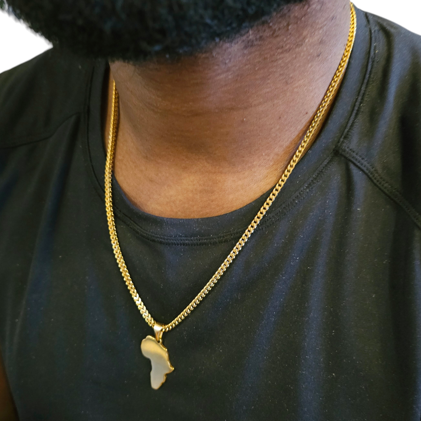Unisex Gold Africa Pendant Necklace