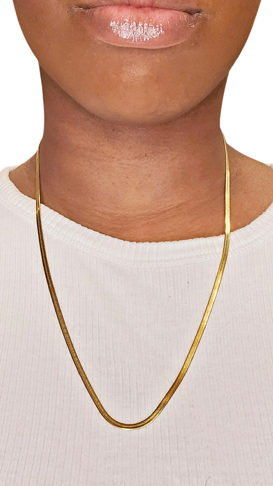 Gold Flat Snake Herringbone Chain