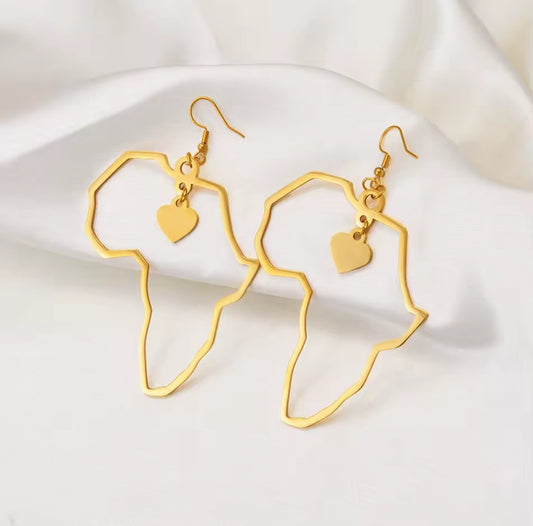 Love Africa Dangle Earrings - Gold