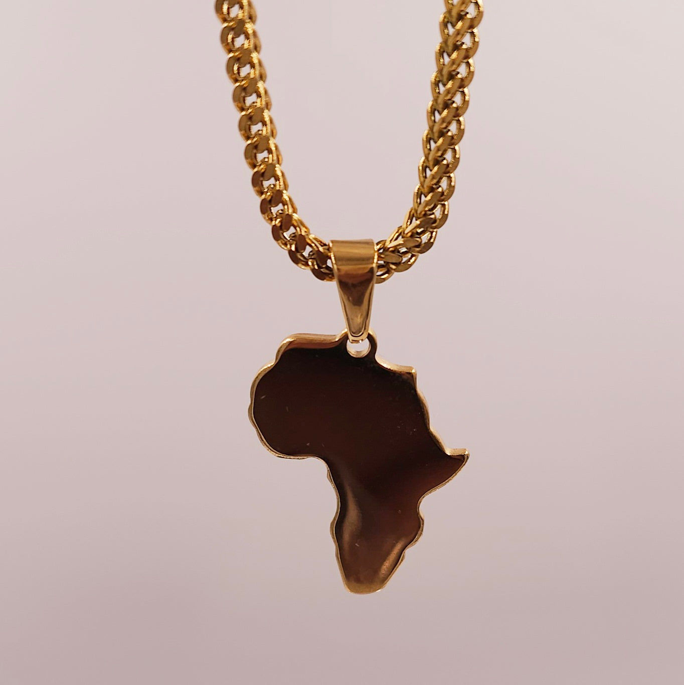 Unisex Gold Africa Pendant Necklace