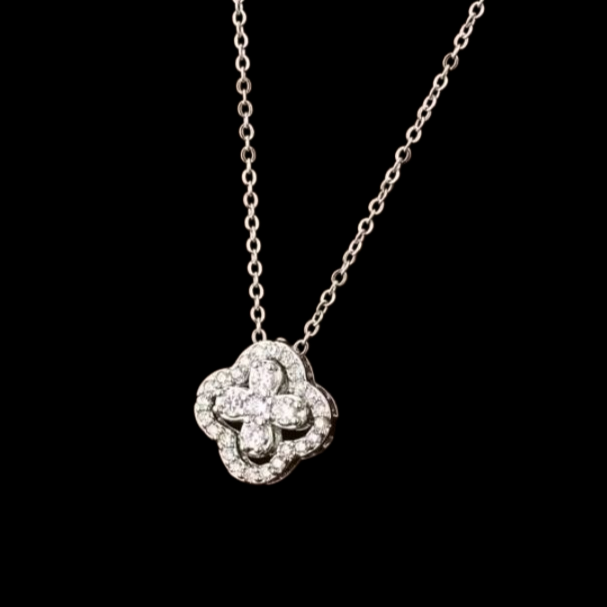 Aurora Clover Pendant Necklace - Silver