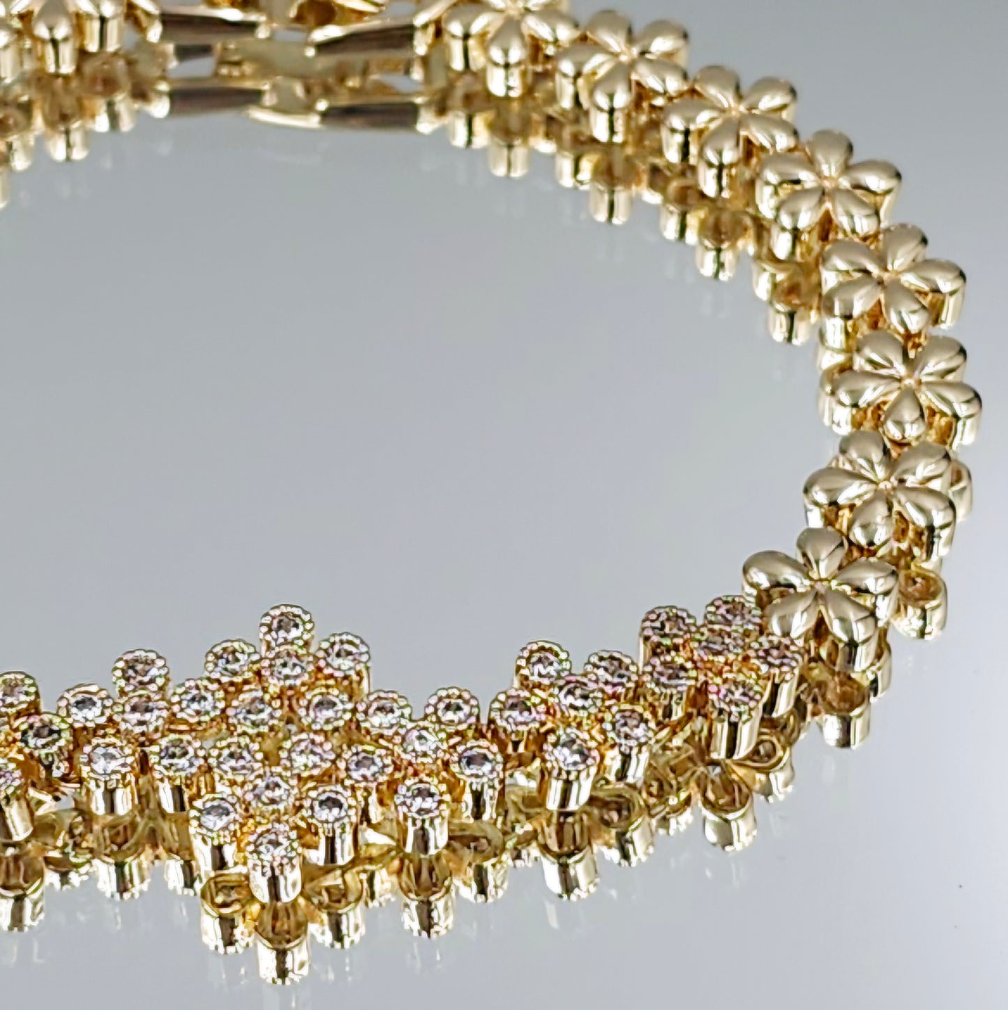 Gold Flower CZ Bracelet