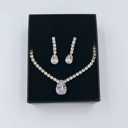 Dangle Teardrop CZ Jewellery Set
