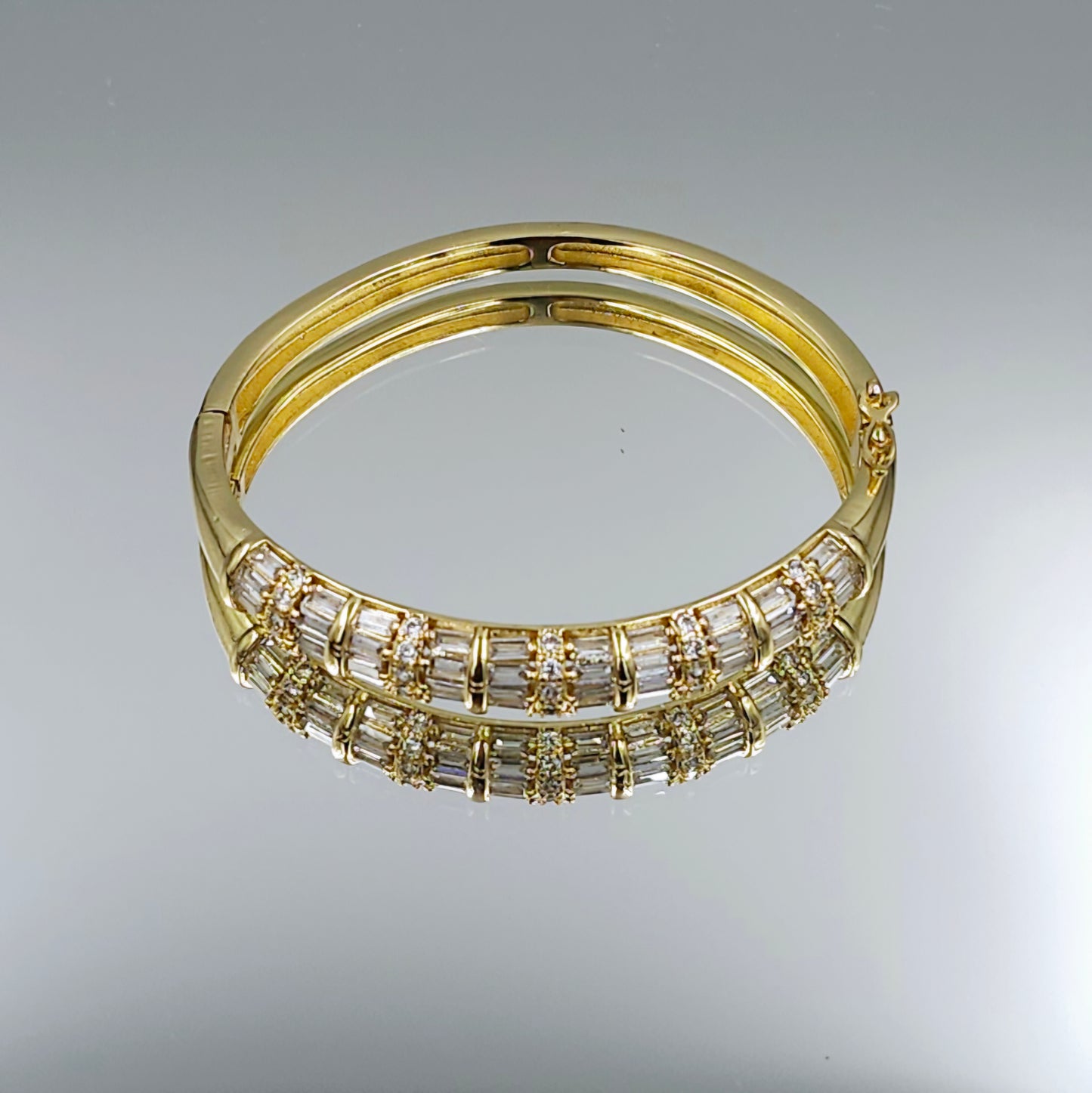 Chunky CZ Gold Solid Bangle