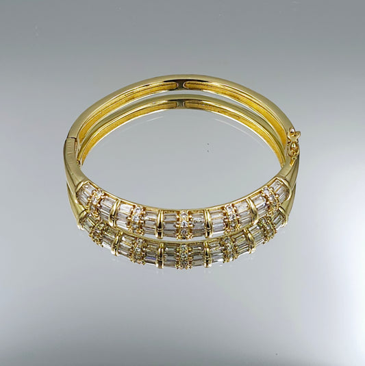 Chunky CZ Gold Solid Bangle