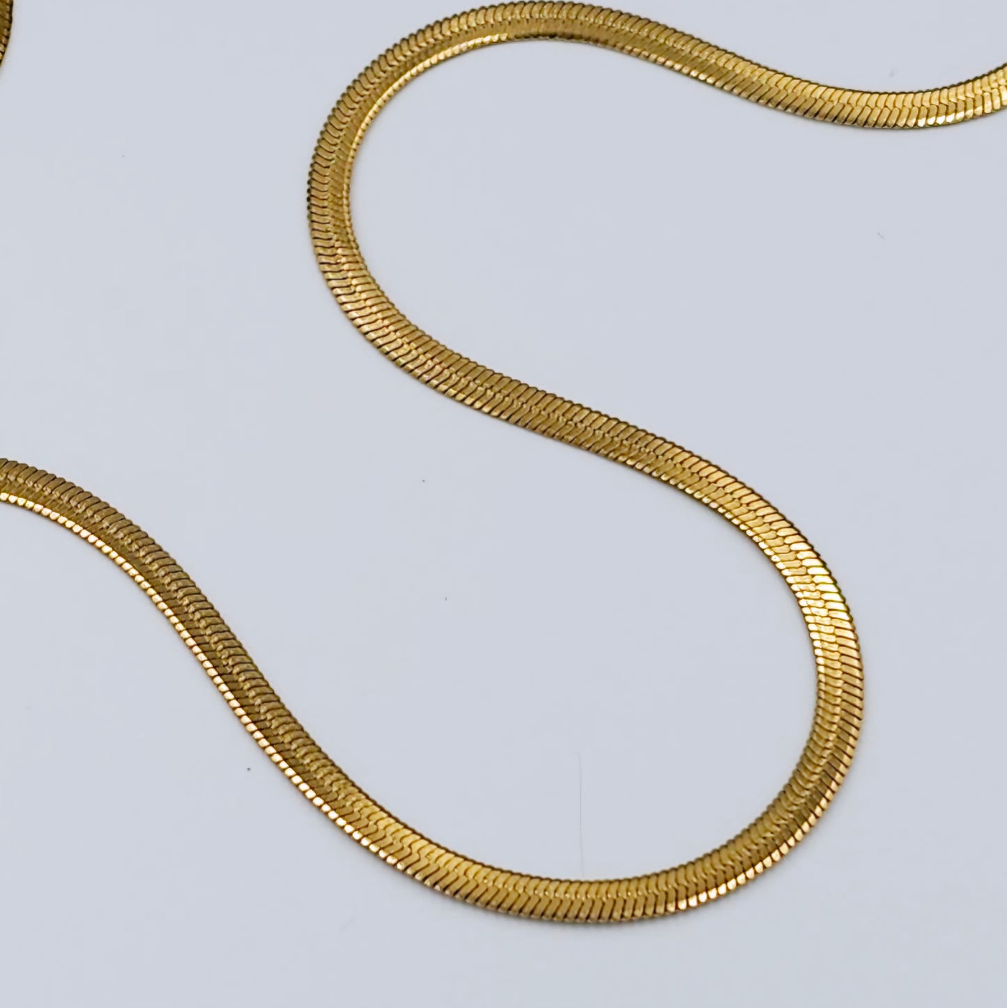 Gold Flat Snake Herringbone Chain