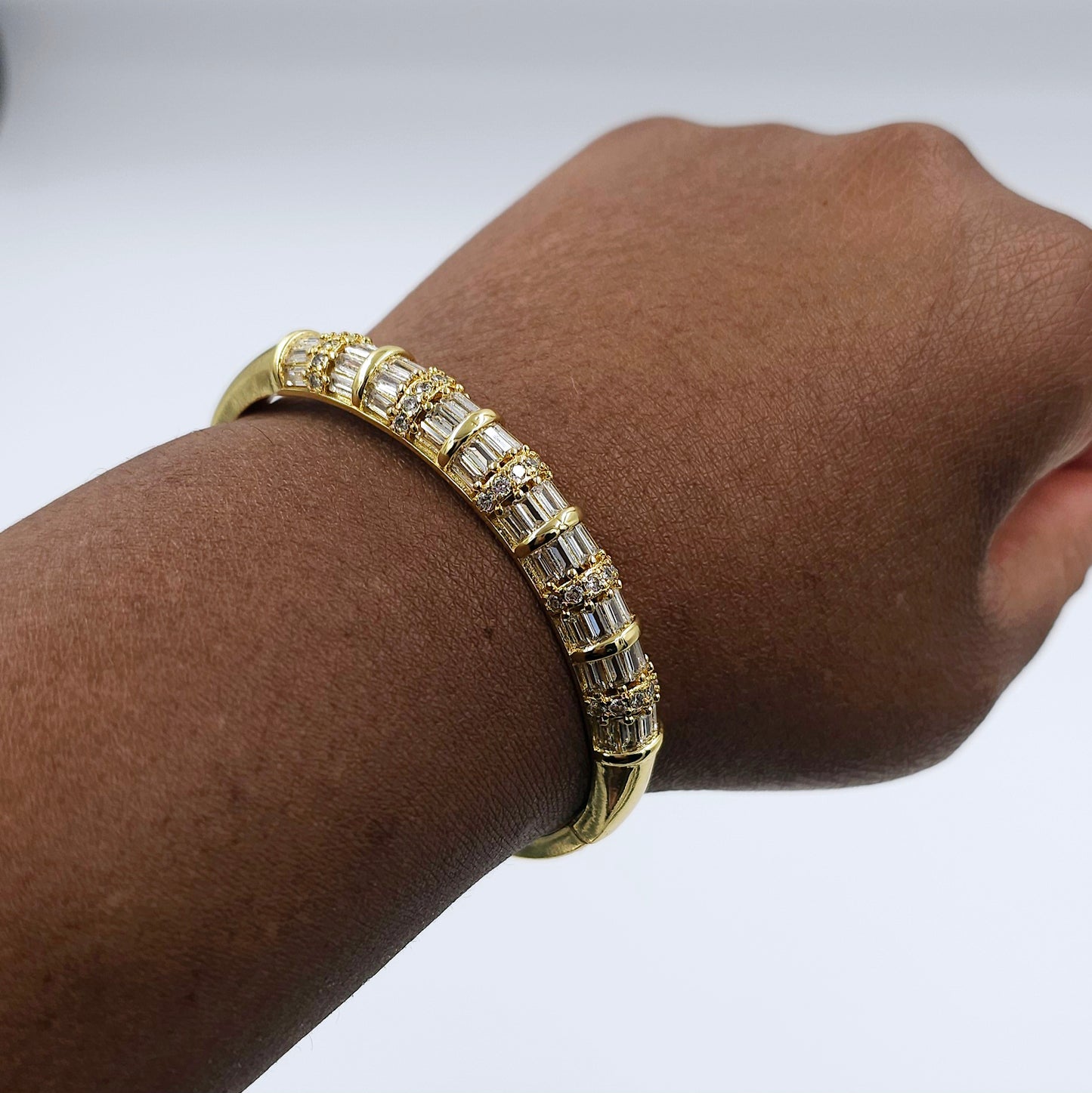 Chunky CZ Gold Solid Bangle
