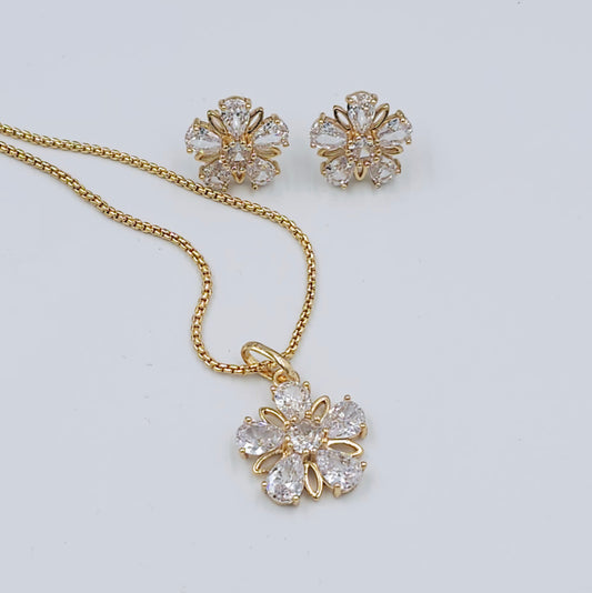 Flower CZ Jewellery Set
