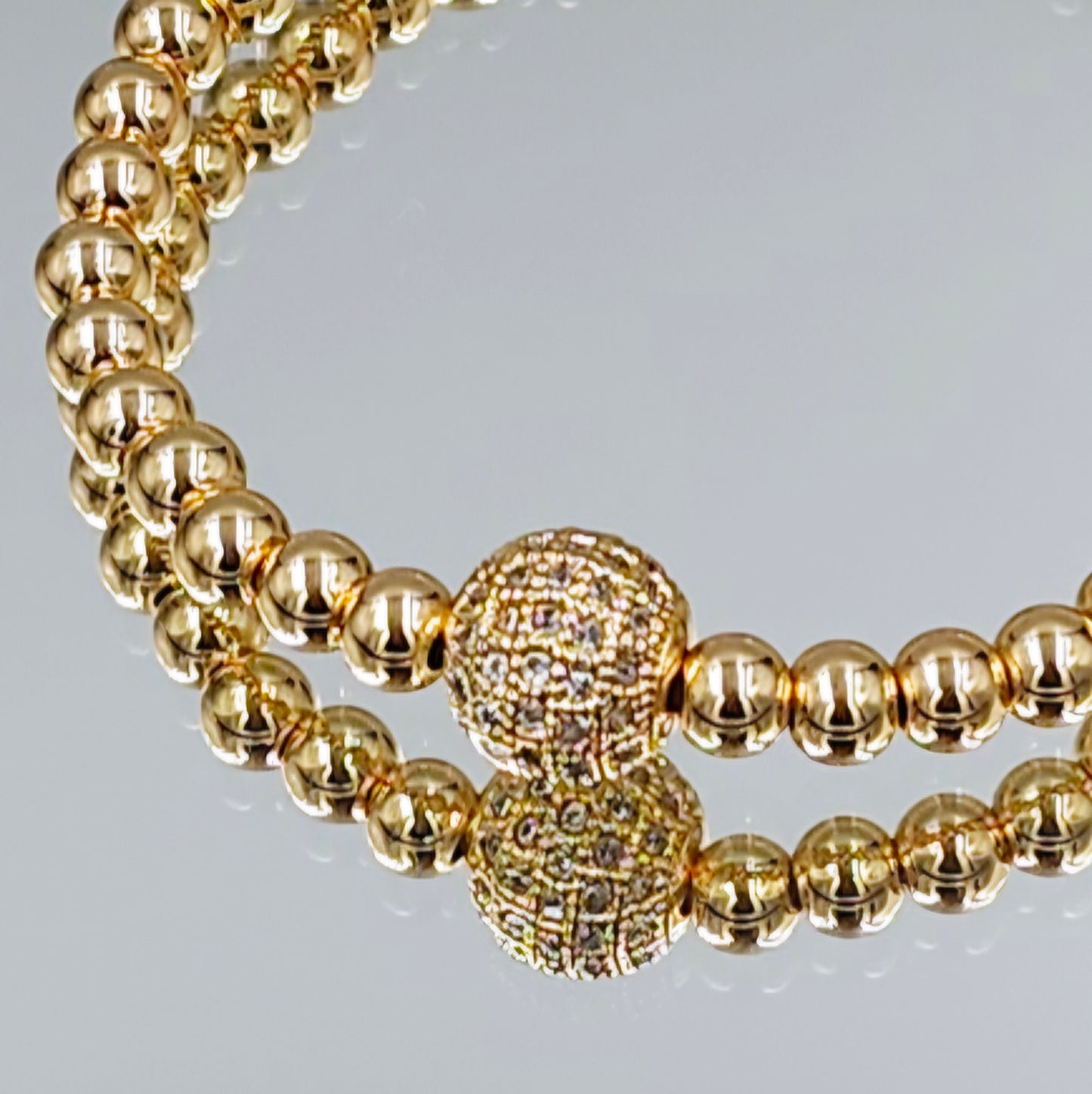 Gold Stretch Beaded CZ Bracelet